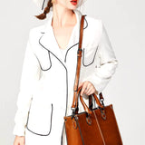 Vintage-Style Camel Leather Tote Bag – Professional & Timeless