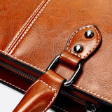 Vintage-Style Camel Leather Tote Bag – Professional & Timeless