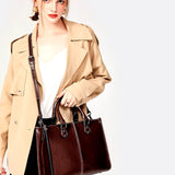 Vintage-Style Camel Leather Tote Bag – Professional & Timeless