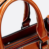 Vintage-Style Camel Leather Tote Bag – Professional & Timeless