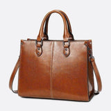 Vintage-Style Camel Leather Tote Bag – Professional & Timeless