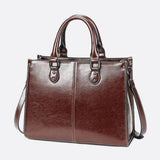 Vintage-Style Camel Leather Tote Bag – Professional & Timeless