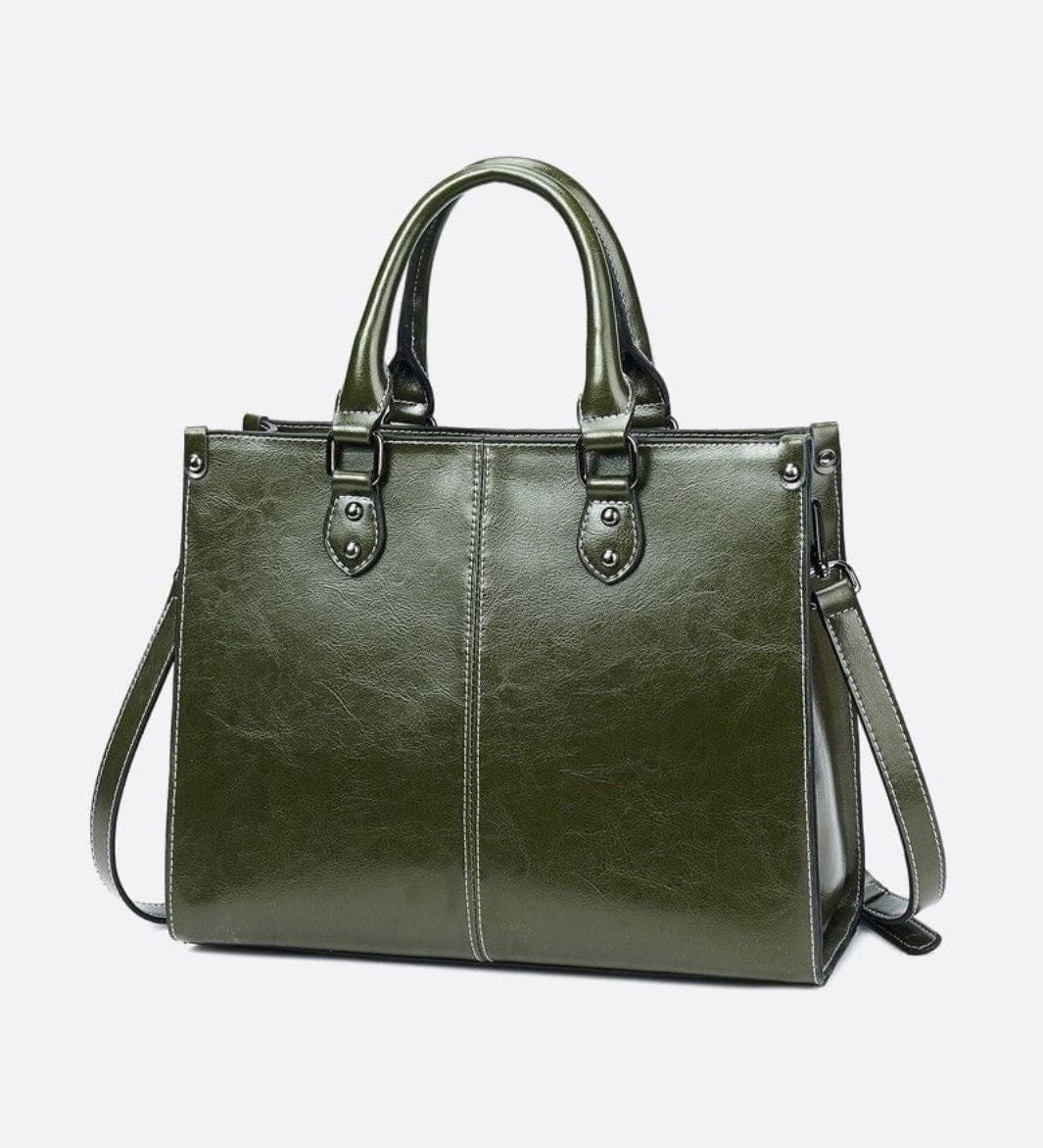 Vintage-Style Camel Leather Tote Bag – Professional & Timeless