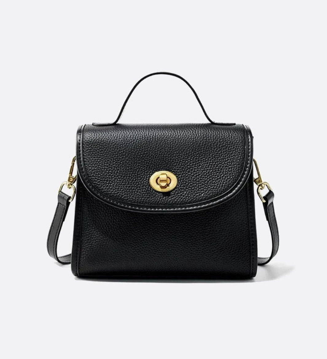 Aurora Signature Trapeze Bag – Structured Handbag with Turn-Lock Closure