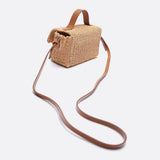 Woven Flap Handbag with Top Handle – Turn-Lock Closure Crossbody