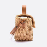 Woven Flap Handbag with Top Handle – Turn-Lock Closure Crossbody