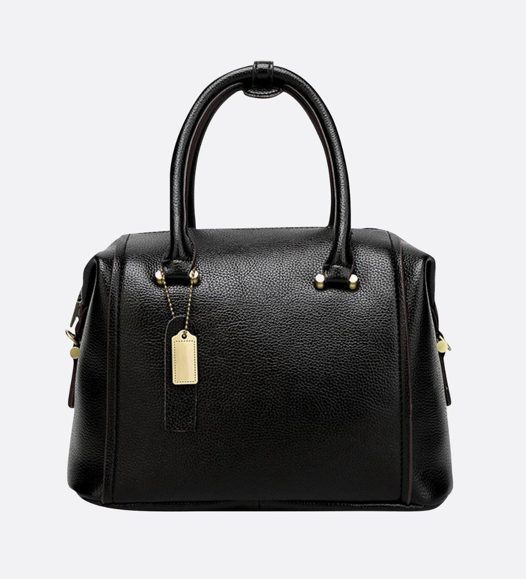 Structured Leather Bowling Bag with Top Handles
