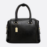 Structured Leather Bowling Bag with Top Handles