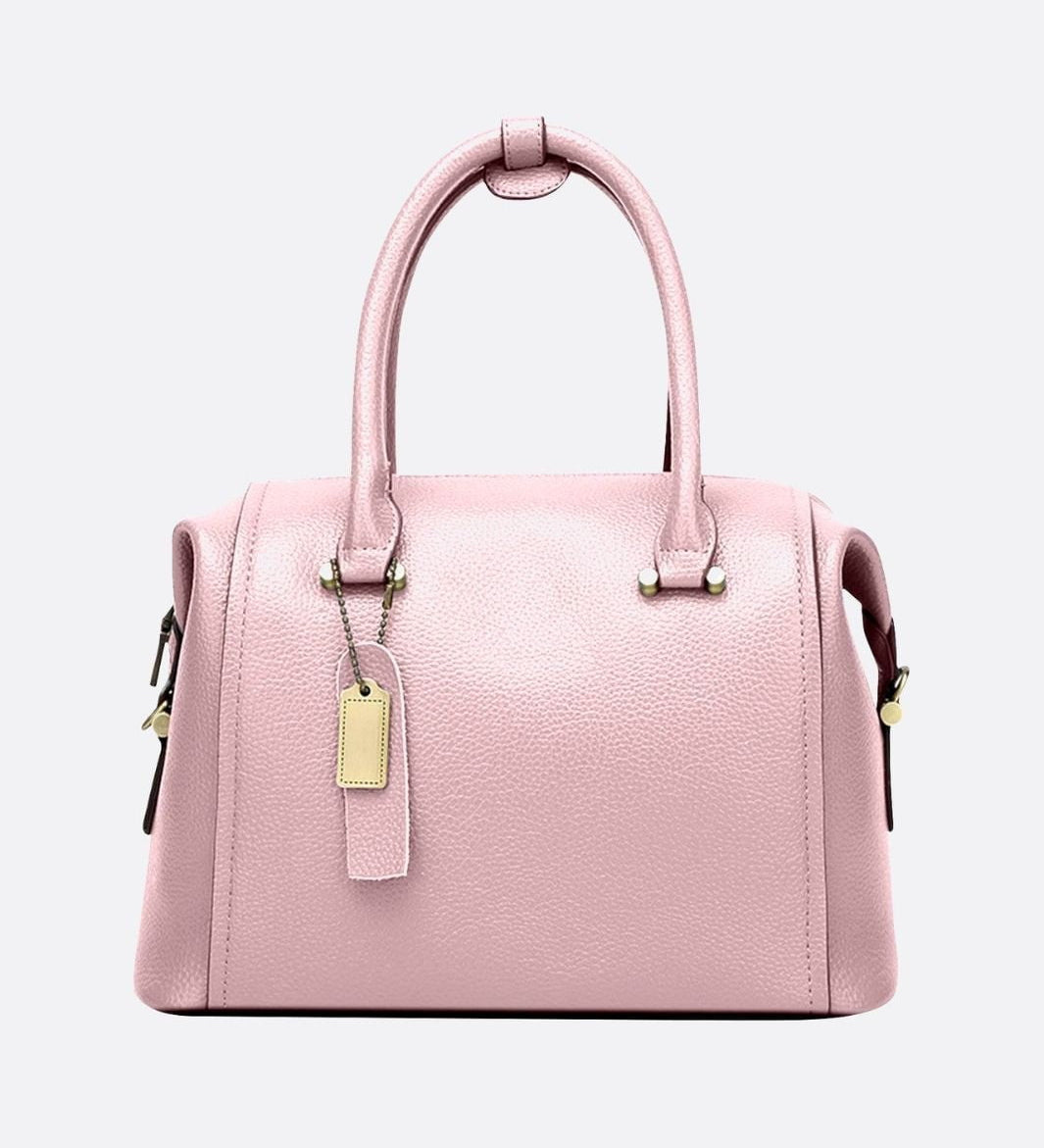 Structured Leather Bowling Bag with Top Handles