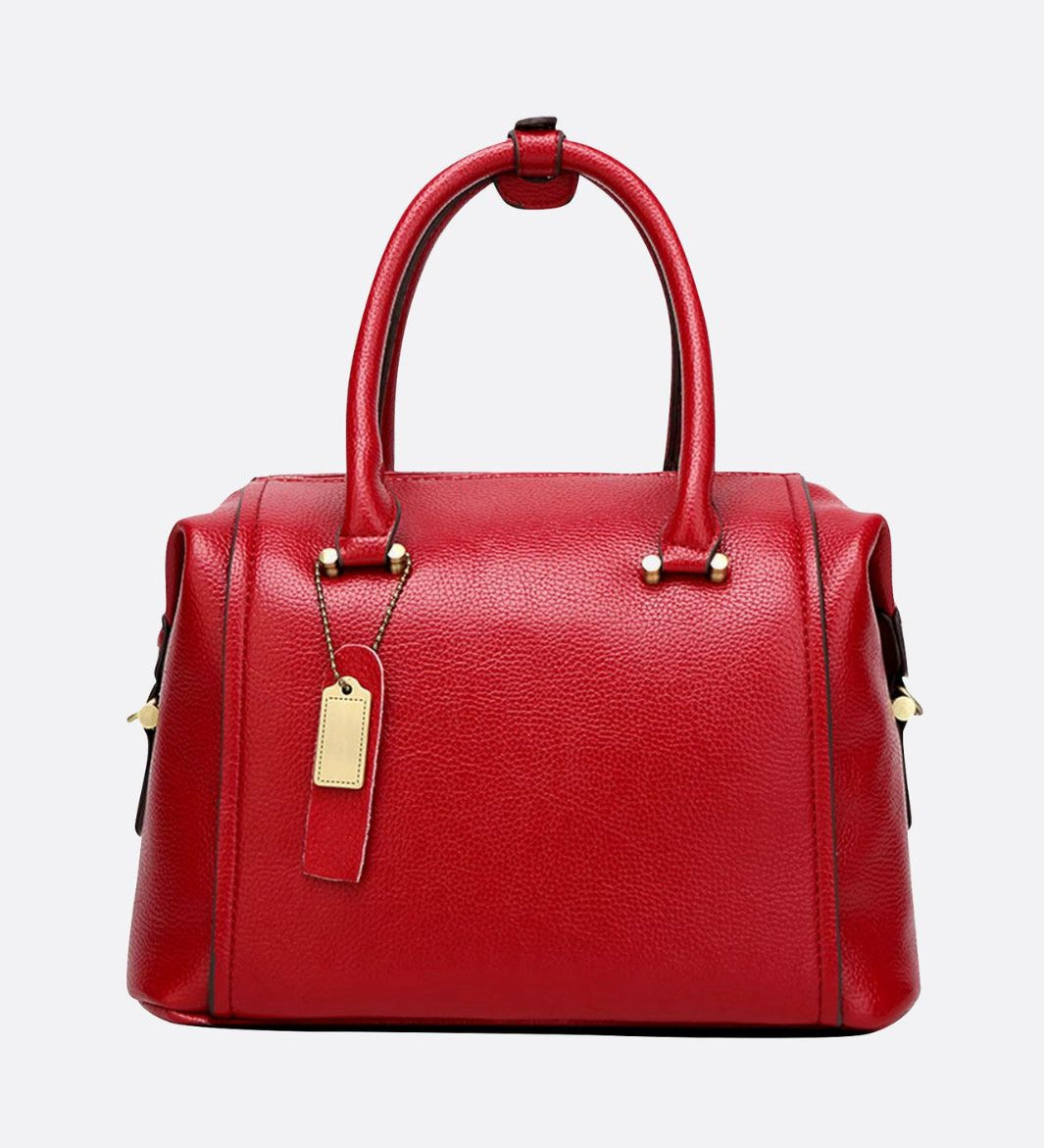 Structured Leather Bowling Bag with Top Handles