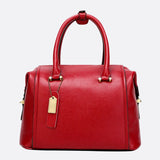 Structured Leather Bowling Bag with Top Handles
