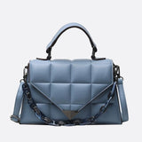Aurora Quilted Statement Bag – Structured Handbag with Chain Detail & Top Handle