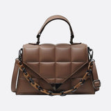 Aurora Quilted Statement Bag – Structured Handbag with Chain Detail & Top Handle