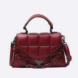 Aurora Quilted Statement Bag – Structured Handbag with Chain Detail & Top Handle