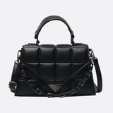 Aurora Quilted Statement Bag – Structured Handbag with Chain Detail & Top Handle