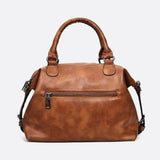 Retro Camel Leather Handbag – Vintage Style Shoulder Bag