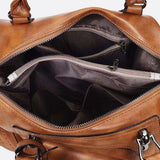 Retro Camel Leather Handbag – Vintage Style Shoulder Bag