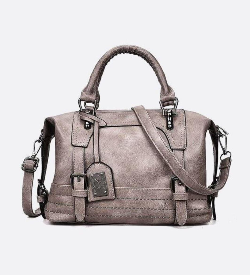 Retro Camel Leather Handbag – Vintage Style Shoulder Bag