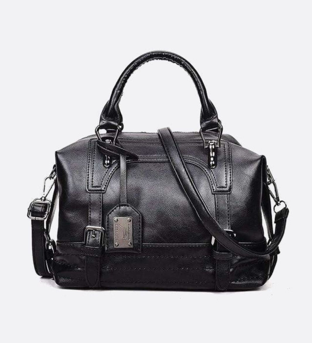 Retro Camel Leather Handbag – Vintage Style Shoulder Bag