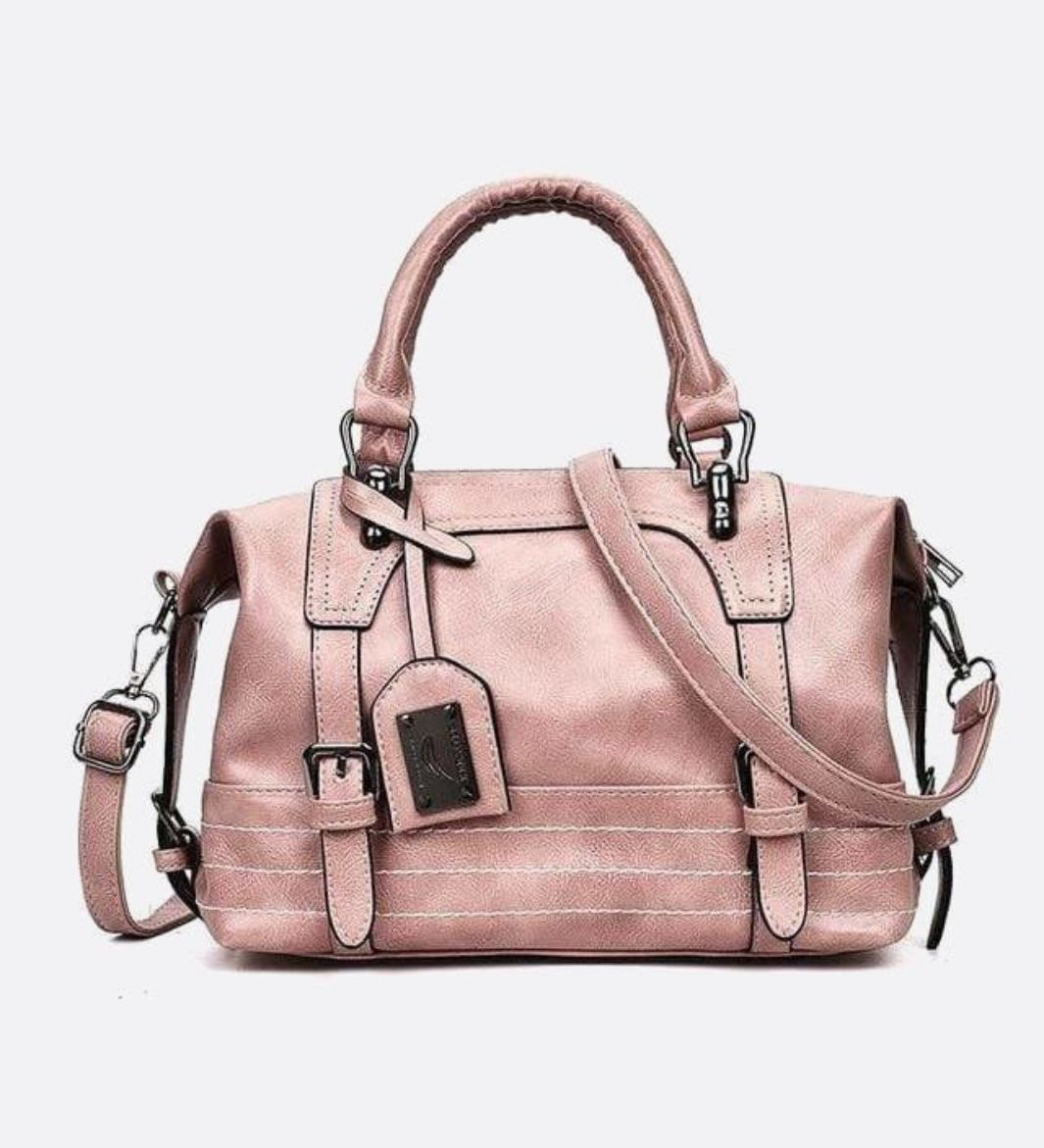 Retro Camel Leather Handbag – Vintage Style Shoulder Bag