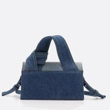 Rebel Denim Patchwork Bag – Jean-Inspired Handbag with Top Handle & Tie Detail