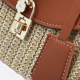 Structured Woven Handbag with Faux Leather Flap – Top Handle & Rope Strap