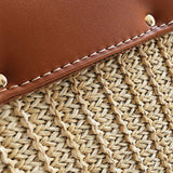 Structured Woven Handbag with Faux Leather Flap – Top Handle & Rope Strap