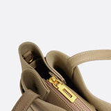 Grained Leather Handbag – Structured Mini Tote with Belt Detail
