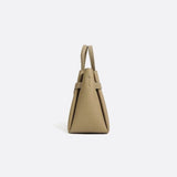 Grained Leather Handbag – Structured Mini Tote with Belt Detail