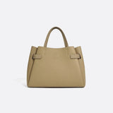 Grained Leather Handbag – Structured Mini Tote with Belt Detail