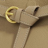 Grained Leather Handbag – Structured Mini Tote with Belt Detail