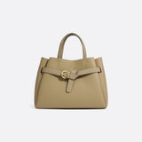 Grained Leather Handbag – Structured Mini Tote with Belt Detail
