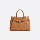 Grained Leather Handbag – Structured Mini Tote with Belt Detail