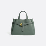 Grained Leather Handbag – Structured Mini Tote with Belt Detail