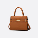 Aurora Signature Trapeze Bag – Structured Handbag with Turn-Lock Closure