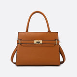 Aurora Signature Trapeze Bag – Structured Handbag with Turn-Lock Closure