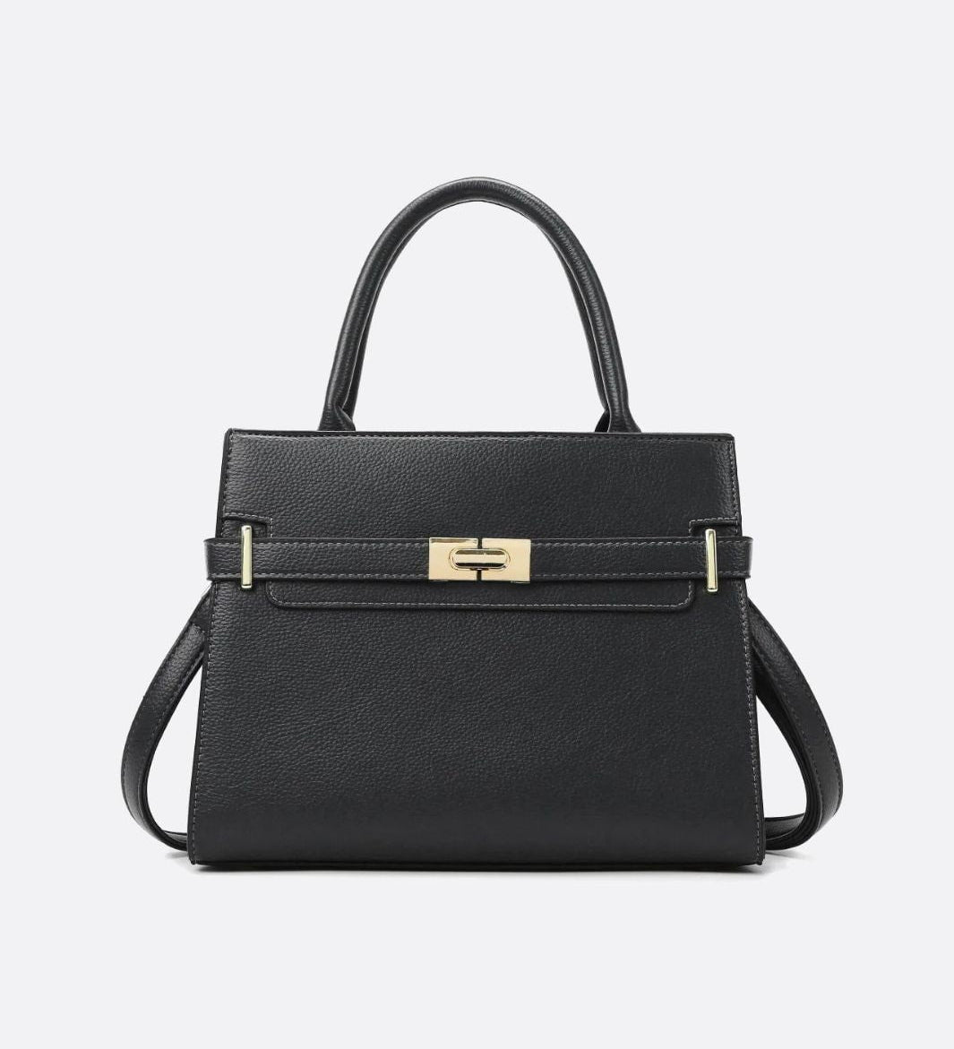Aurora Signature Trapeze Bag – Structured Handbag with Turn-Lock Closure