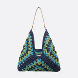 Crochet Woven Triangle Shoulder Bag – Boho Handcrafted Look