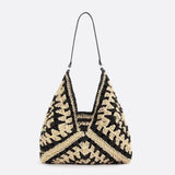 Crochet Woven Triangle Shoulder Bag – Boho Handcrafted Look