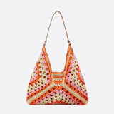 Crochet Woven Triangle Shoulder Bag – Boho Handcrafted Look