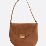 Lise | Chic Brown Suede Effect Shoulder Bag – Elegant Hobo Style with Gold Hardware