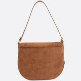 Lise | Chic Brown Suede Effect Shoulder Bag – Elegant Hobo Style with Gold Hardware