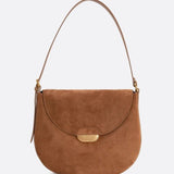Lise | Chic Brown Suede Effect Shoulder Bag – Elegant Hobo Style with Gold Hardware