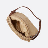 Crochet Patchwork Flap Woven Crossbody Bag