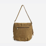 Suede Fringe Shoulder Bag – Boho Crossbody Saddle Bag