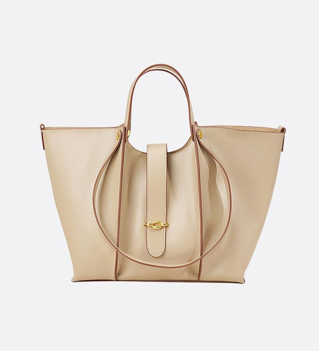 Elegant Structured Tote Bag with Front Pouch Detail