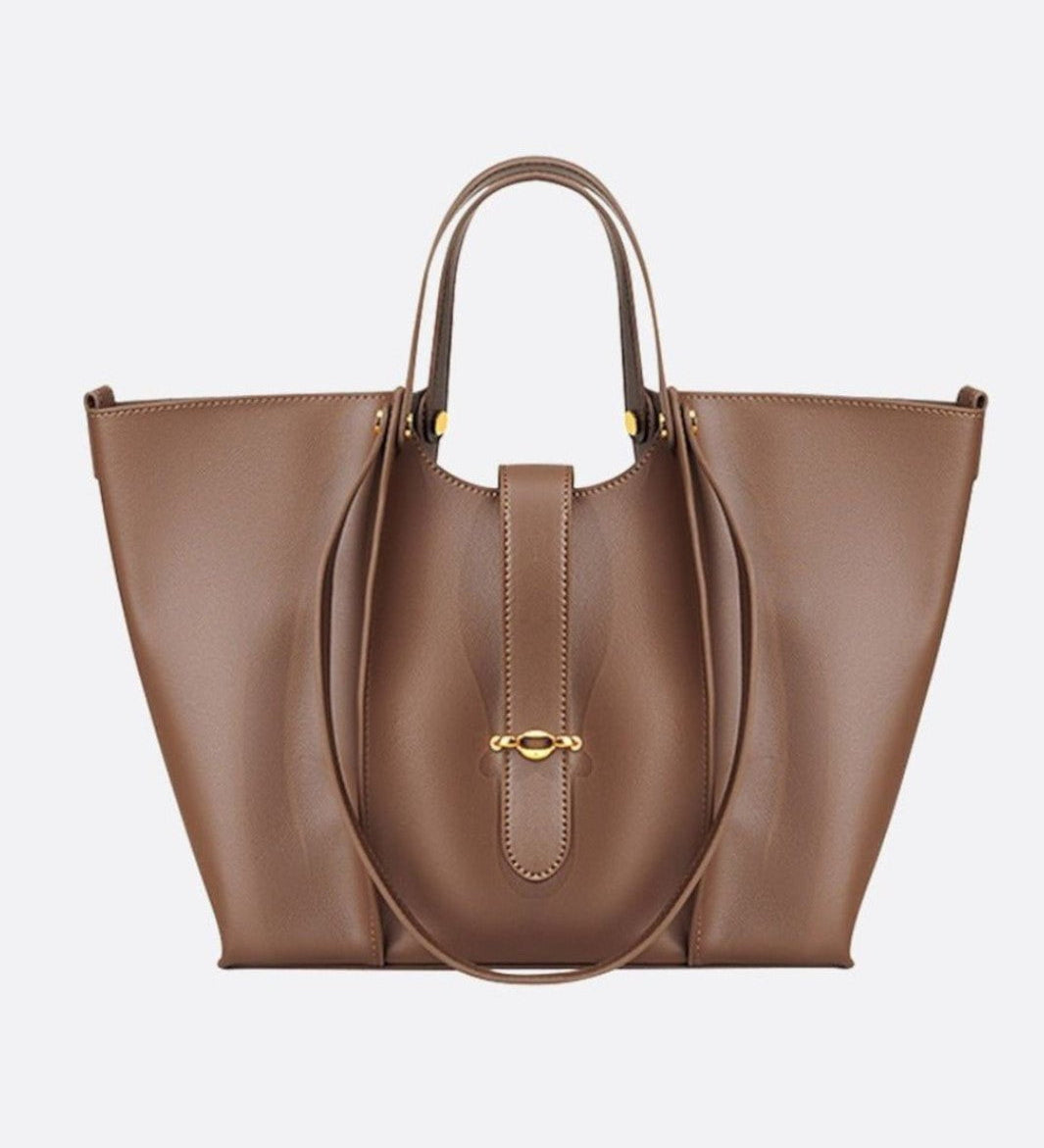 Elegant Structured Tote Bag with Front Pouch Detail