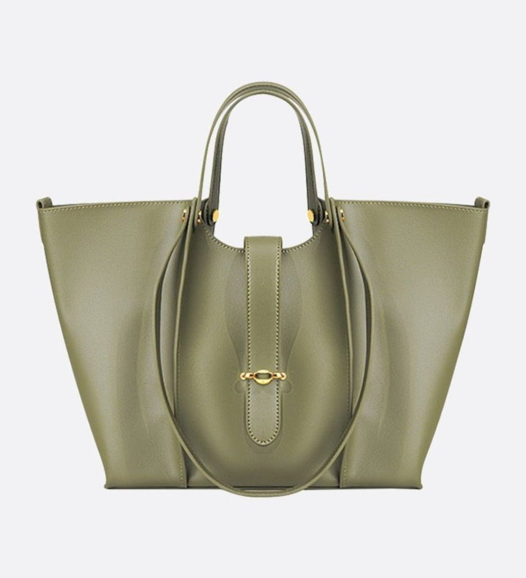 Elegant Structured Tote Bag with Front Pouch Detail