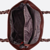 Boho Leather Tote Bag – Braided Straps & Tassel Charm
