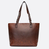 Boho Leather Tote Bag – Braided Straps & Tassel Charm